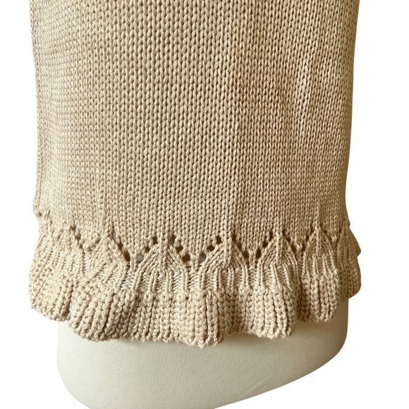 GRADE & GATHER CROCHET KNIT SLEEVELESS SWEATER TANK M BEIGE NEUTRAL CHIC BOHO - Picture 4 of 13